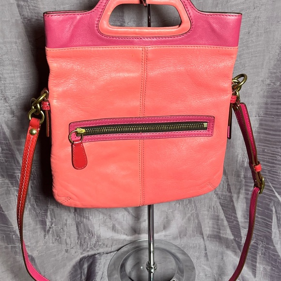 ***12pm Start*** Coach Bonnie Cashin Pink and Coral Foldover Crossbody Bag - Picture 3 of 3